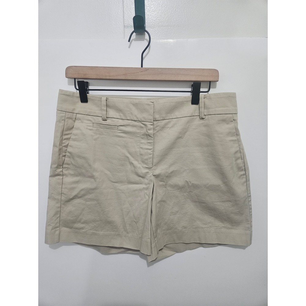 Ann Taylor Womens Khaki Chino Shorts Beige Tan Size 8 Cotton Blend Casual Summer